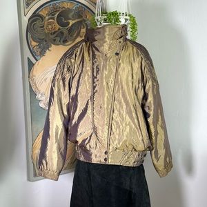 Women’s Vintage 80s Obermeyer Shiny Gold Puff Ski Snow Jacket